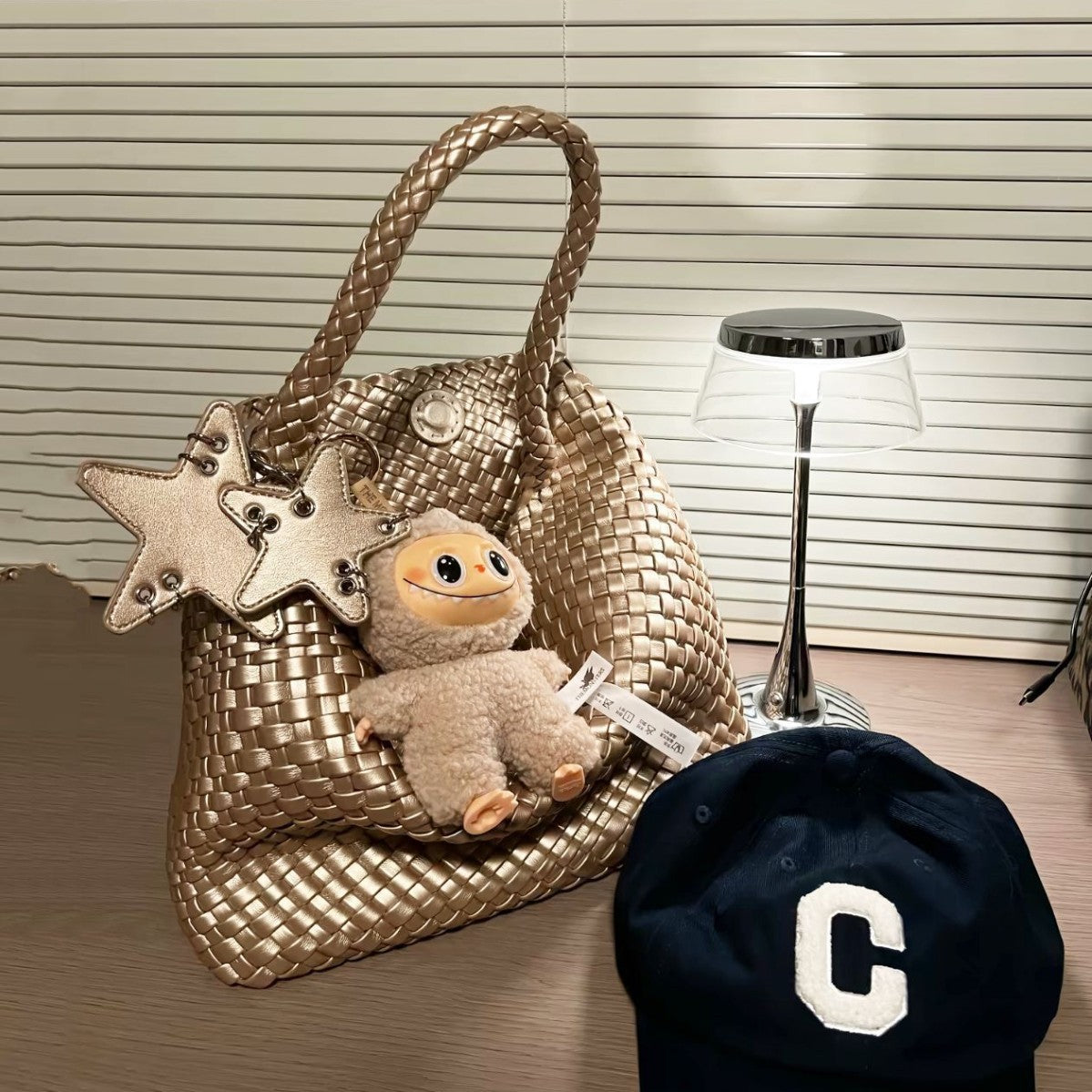 Woven Female Commuter Portable Underarm Genuine Tote Bags