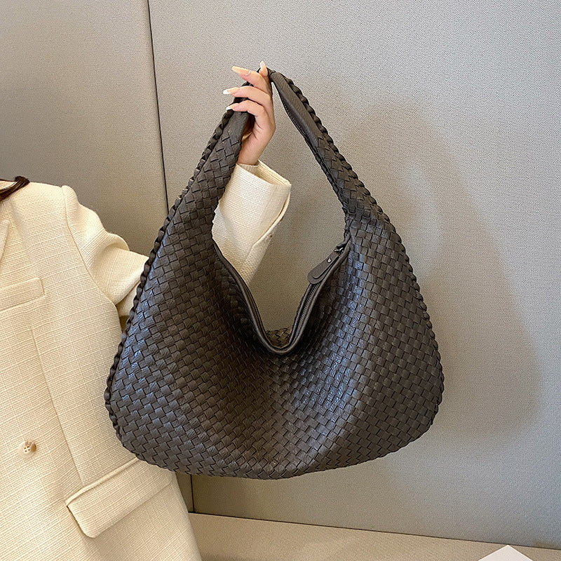 Women's Textured Woven Versatile Niche Trend Commuter Shoulder Bags
