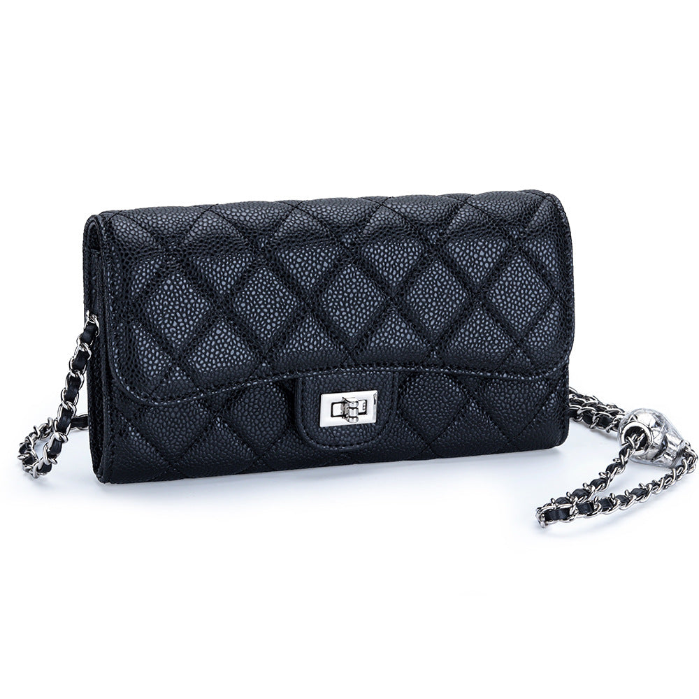 Women's High-grade Cowhide Caviar Pattern Chain Stylish Versatile Bags
