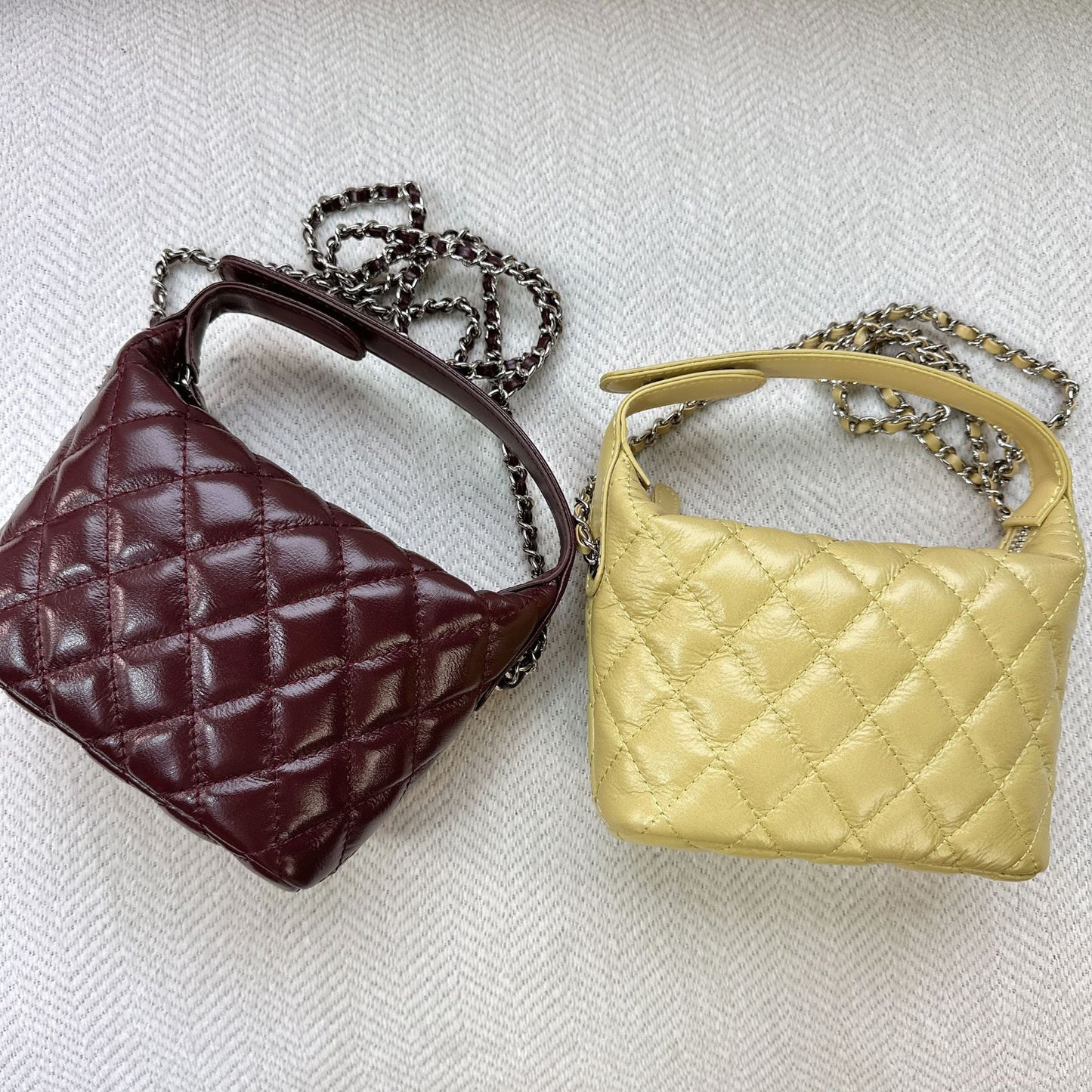 Women's First Layer Cowhide Classic Style Rhombus Chain Lunch Crossbody Bags