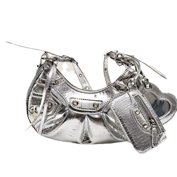 Women's Motorcycle Underarm Rivet Tassel Three-in-one Crossbody Bags