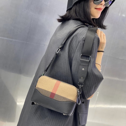 Women's Genuine Leather Fashion Cowhide Plaid Bags