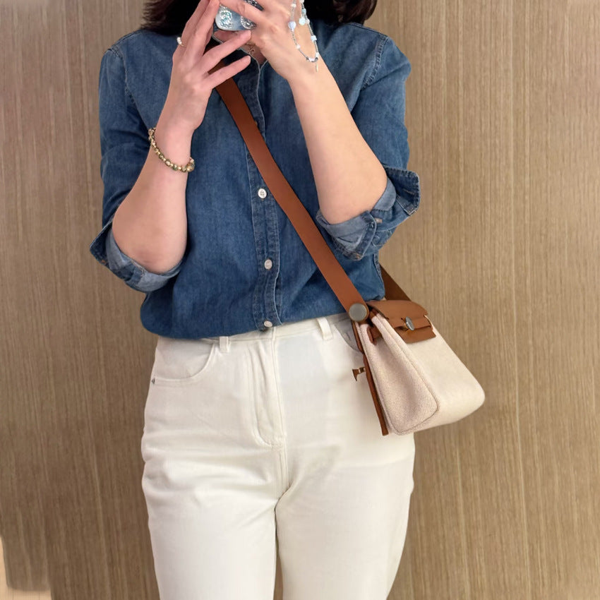 High-grade Mini Canvas Cowhide Kelly Minority Bags