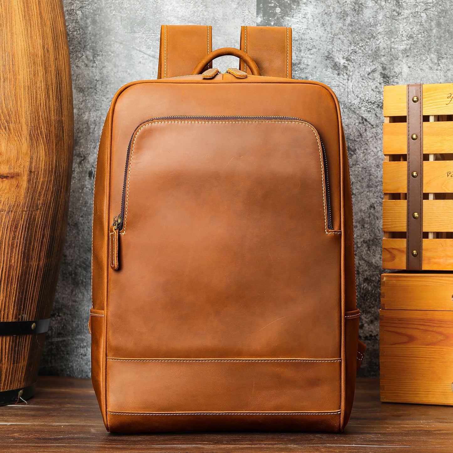 Men's Leather Cowhide Retro Large Capacity Business Backpacks