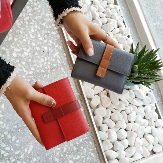 Women's Short First Layer Cowhide Clutch Long Handbags