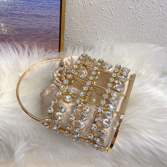 Chain Crystal Dinner Hollow Bird Cage Vegetable Handbags