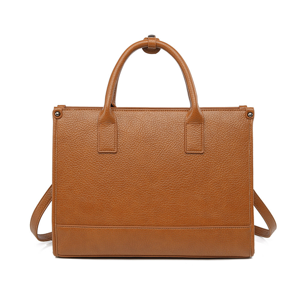 Large Capacity Soft Leather Simple Commute Bags