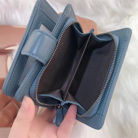 Women's Fashion Sheepskin Woven Two-fold Genuine Leather Ladies Wallets