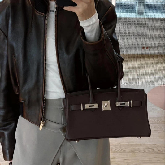 Women's Layer Cowhide Horizontal Large Capacity Versatile Handbags