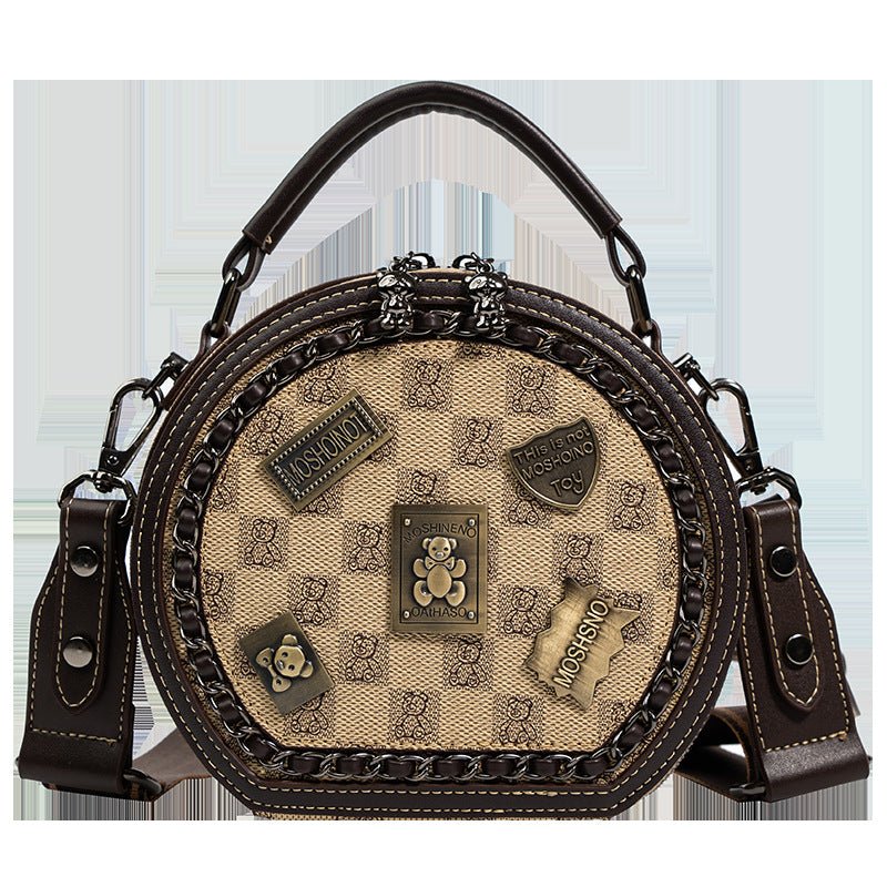 Women's Source Fashion Badge Wide Strap Round Crossbody Bags