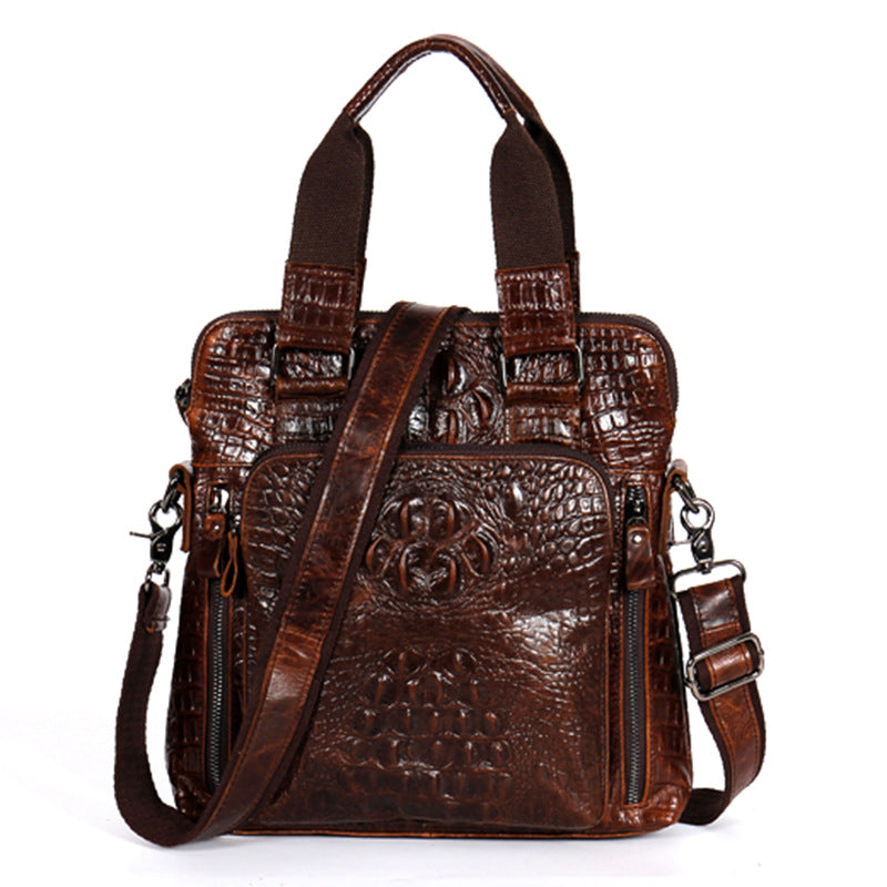 Men's Wax Leather First Layer Cowhide Vertical Men's Handbags