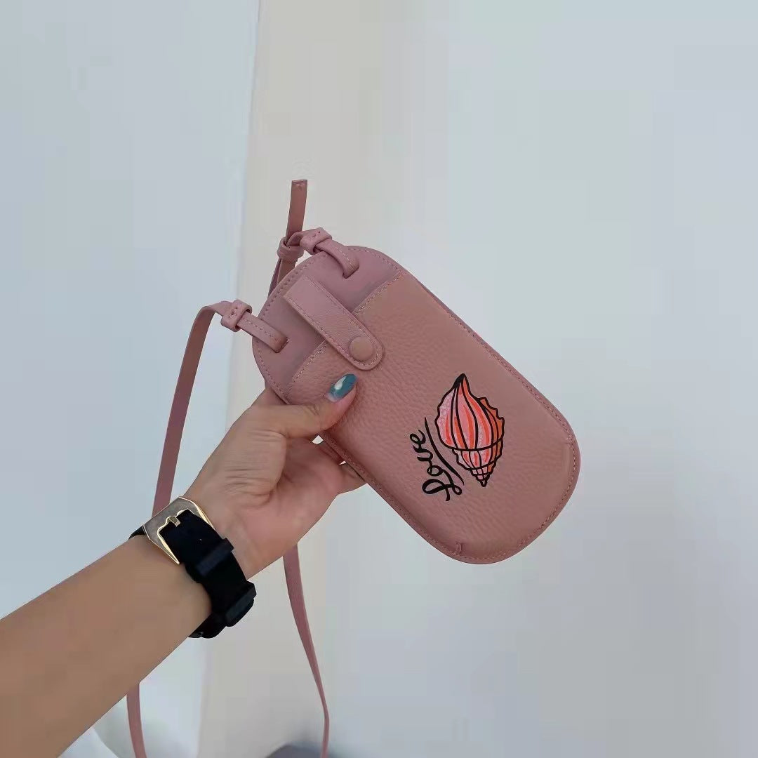 Women's First Layer Cowhide Mini Vertical Mobile Shoulder Bags