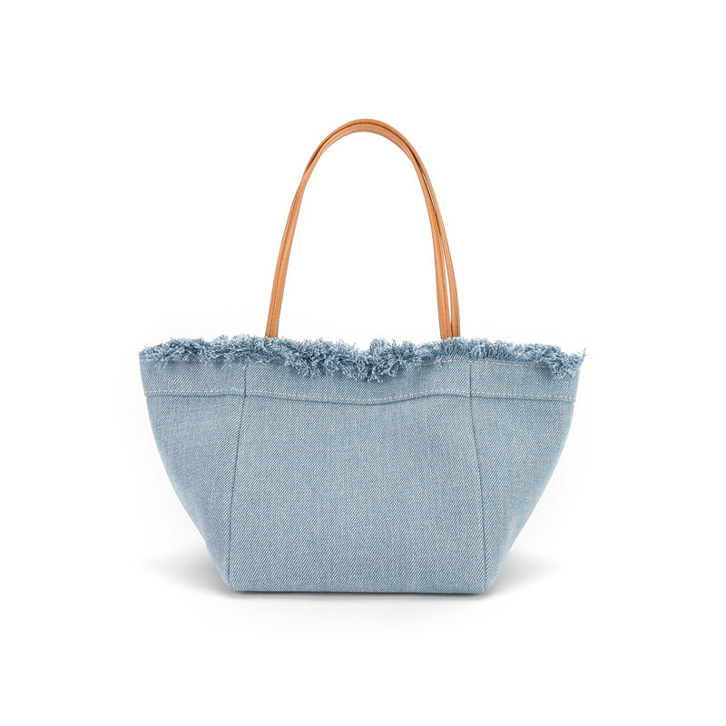 Women's Simple Denim Canvas Portable Fashionable Vegetable Shoulder Bags