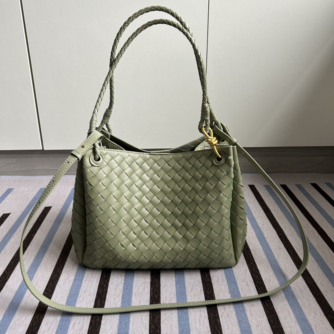 Women's Large Parachute Leather Woven Portable Vegetable Crossbody Bags