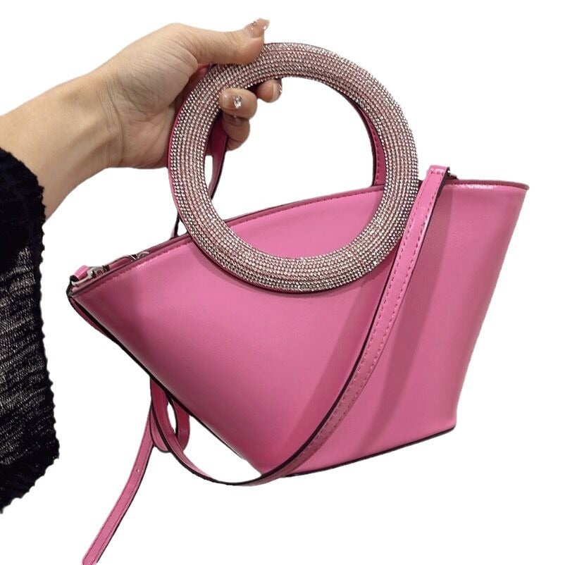 Cool Comfortable Diamond Round Portable Basket Crossbody Bags