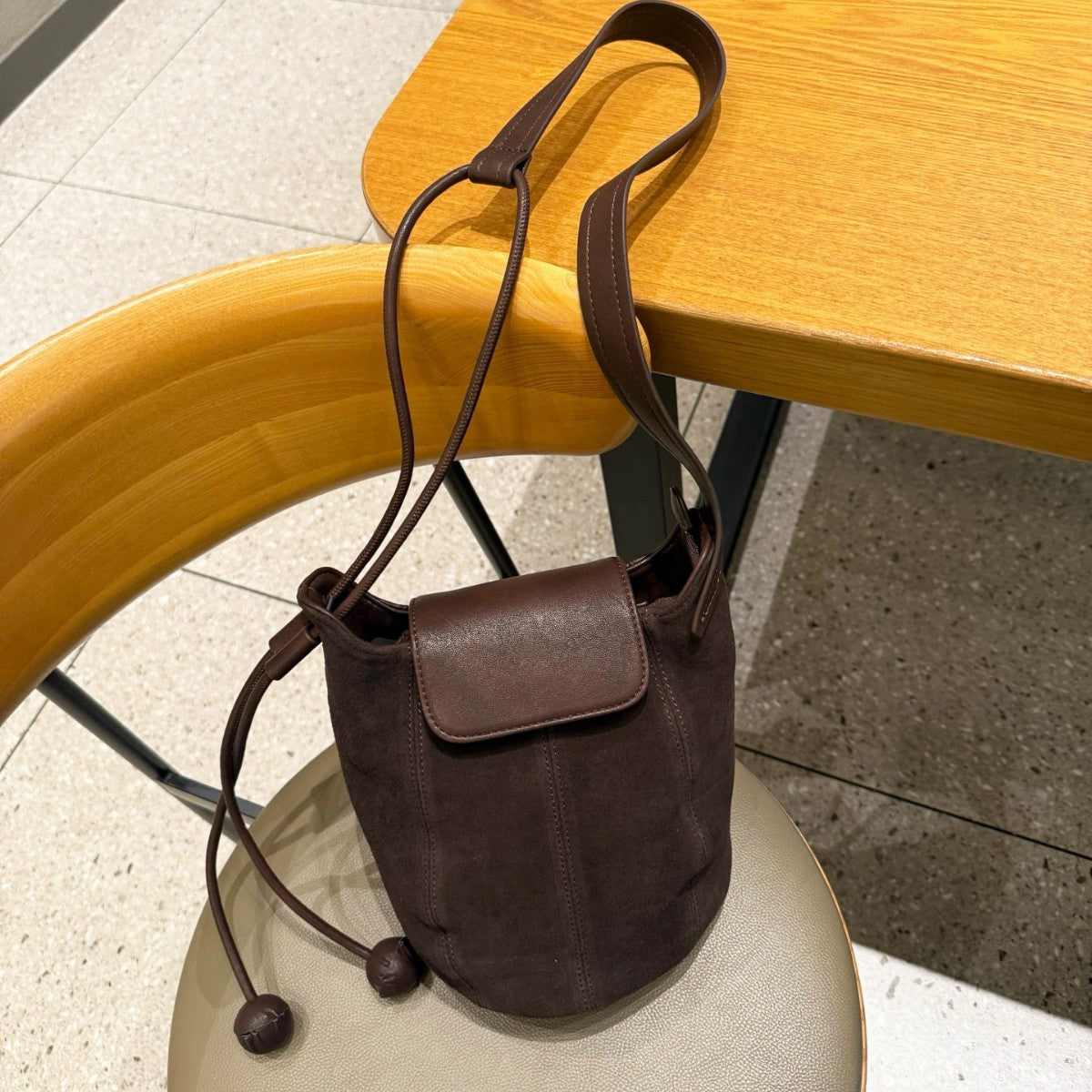 Women's High-grade Niche Pumpkin Dumpling Suede Bucket Bags