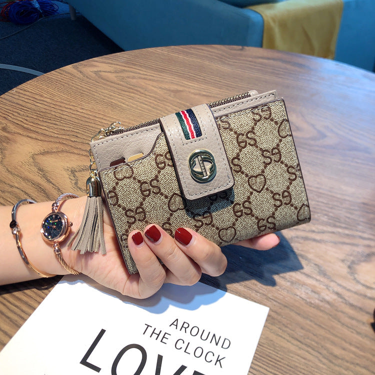 Women's Short Simple Folding Large Capacity Tassel Ladies Wallets