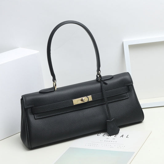 Genuine Leather Fashion Trendy Large Capacity Horizontal Kelly Cowhide Handbags