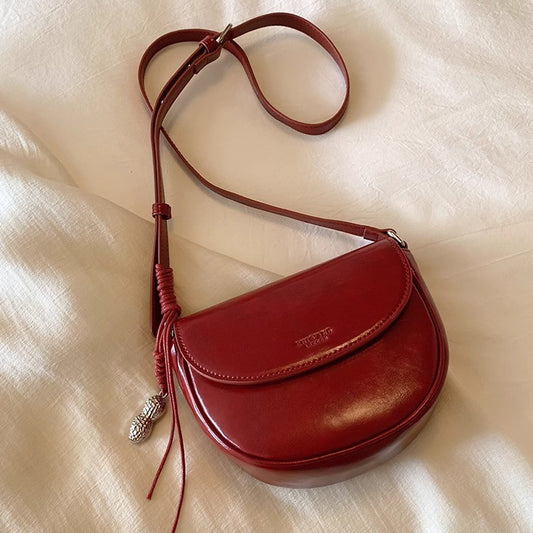 Women's Half Sugar Milk Chestnut Saddle Summer Crossbody Bags