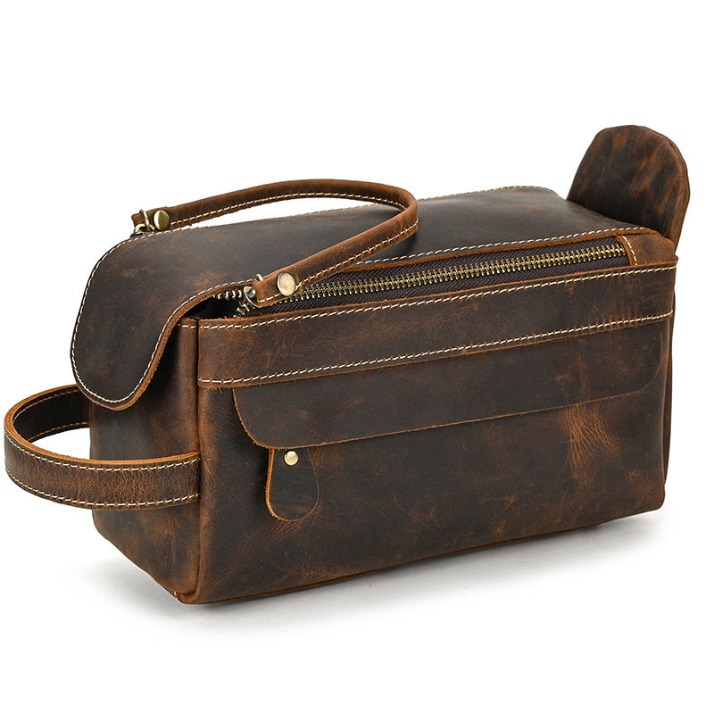 Women's & Men's & Horse Leather Clutch Real Toiletry Men's Handbags