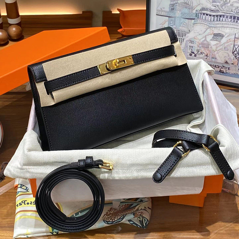 Women's Kelly Underarm Leather Goat Pattern Niche Shoulder Bags