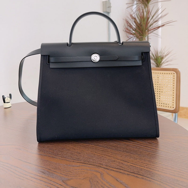 Graceful Classy Attractive Leather With Canvas Handbags
