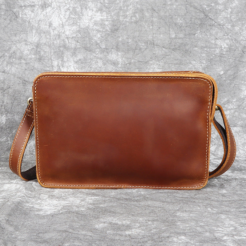 Men's Leather Horizontal Top Layer Cowhide Crazy Horse Craft Men's Handbags