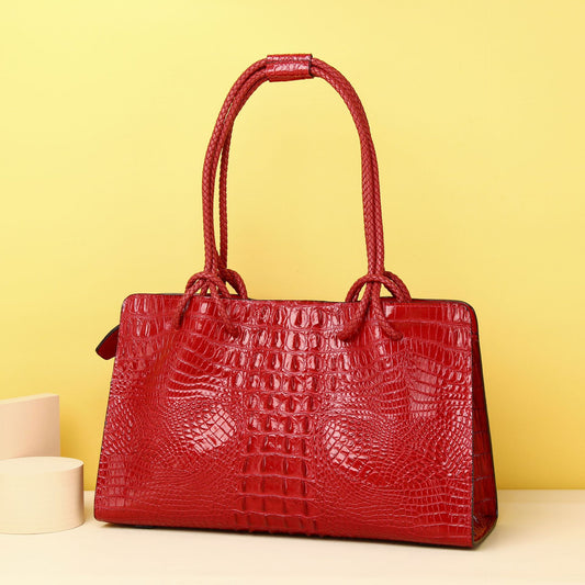 Women's Crocodile Fishbone Pattern Large Capacity Classic Handbags