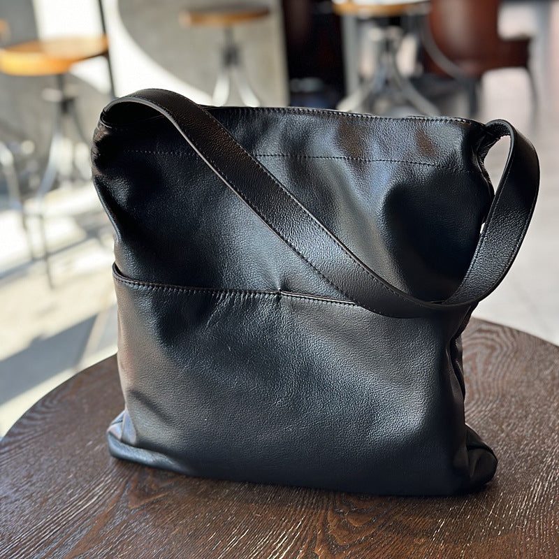 Women's First Layer Cowhide Simple Large Capacity Shoulder Bags