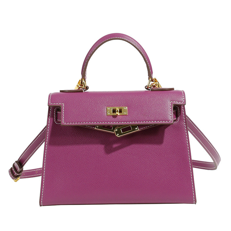 Retro Kelly Palm Pattern Genuine Leather Shoulder Bags