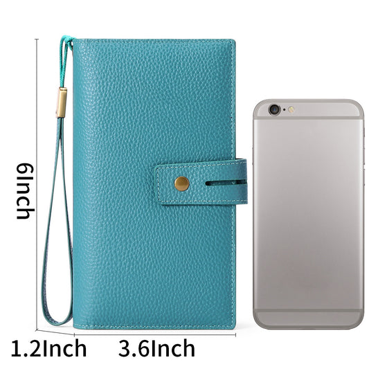 Women's Long Zipper Multiple Slots Genuine Leather Ladies Wallets