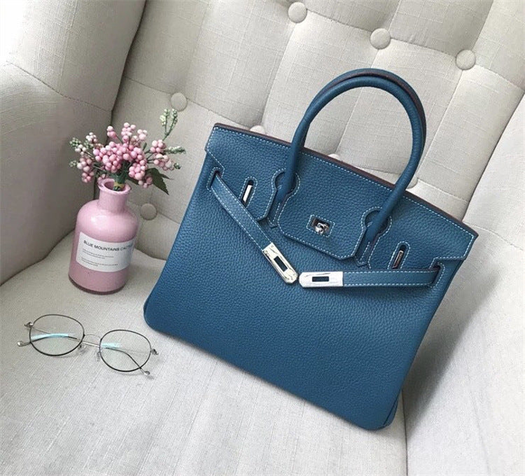 Women's Milkshake White Lychee Pattern First Layer Bags