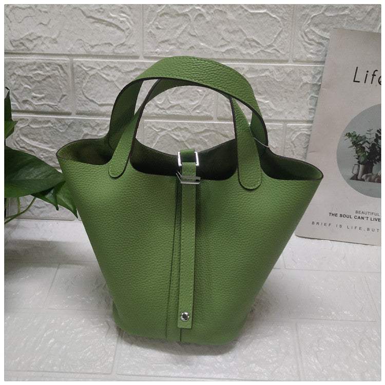 Women's Basket First Layer Cowhide Leather Sheath Handbags