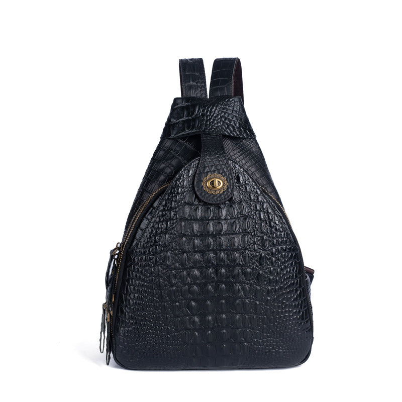 Top Layer Cowhide Multipurpose Chinese Style Retro Embossing Crocodile Backpacks