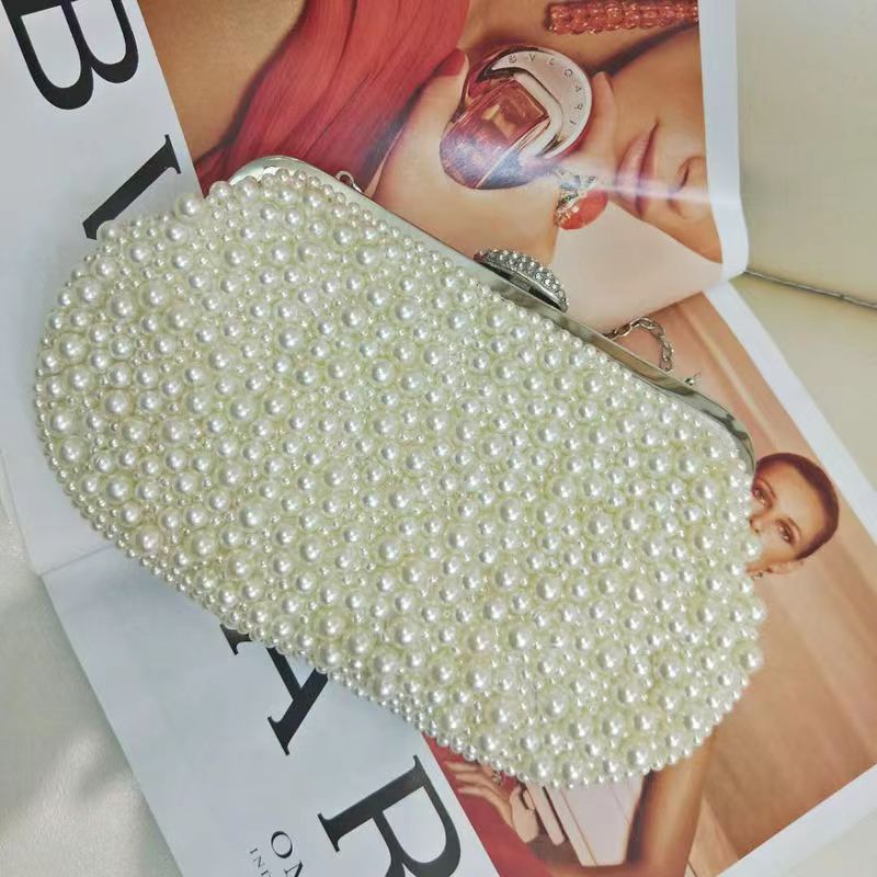 Women's Elegant Pearl Dinner Clutch Banquet Commuting Evening Bags