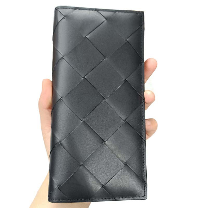 Men's Leather Large Woven Short Long Zipper Card Holder