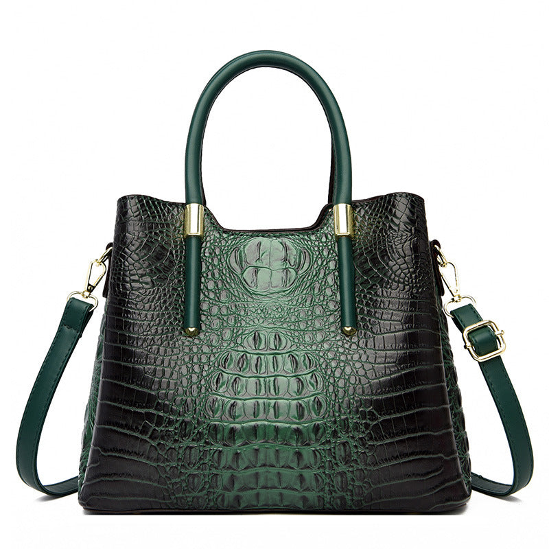 Women's Trendy Female Crocodile Pattern Fashion Handbags