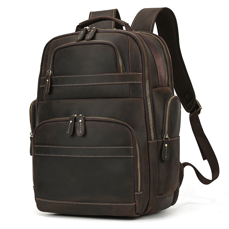 Men's Capacity Genuine Leather Retro Crazy Horse Shiralee Big Backpacks