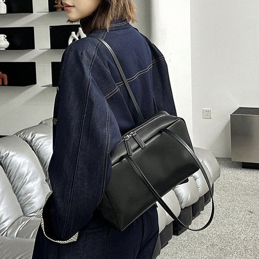 Genuine Leather Big Minimalist Retro Bowling Large Shoulder Bags