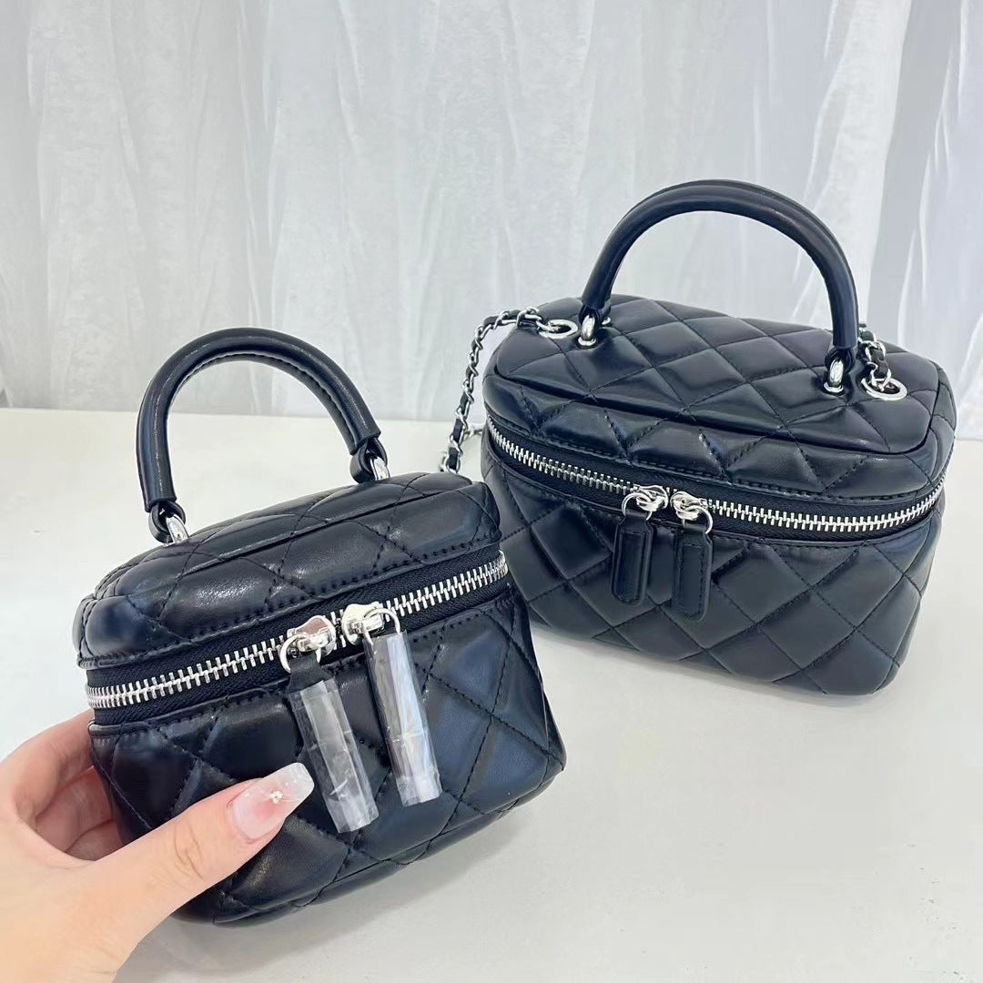 Women's Genuine Leather Style Chain Rhombus Box Crossbody Bags