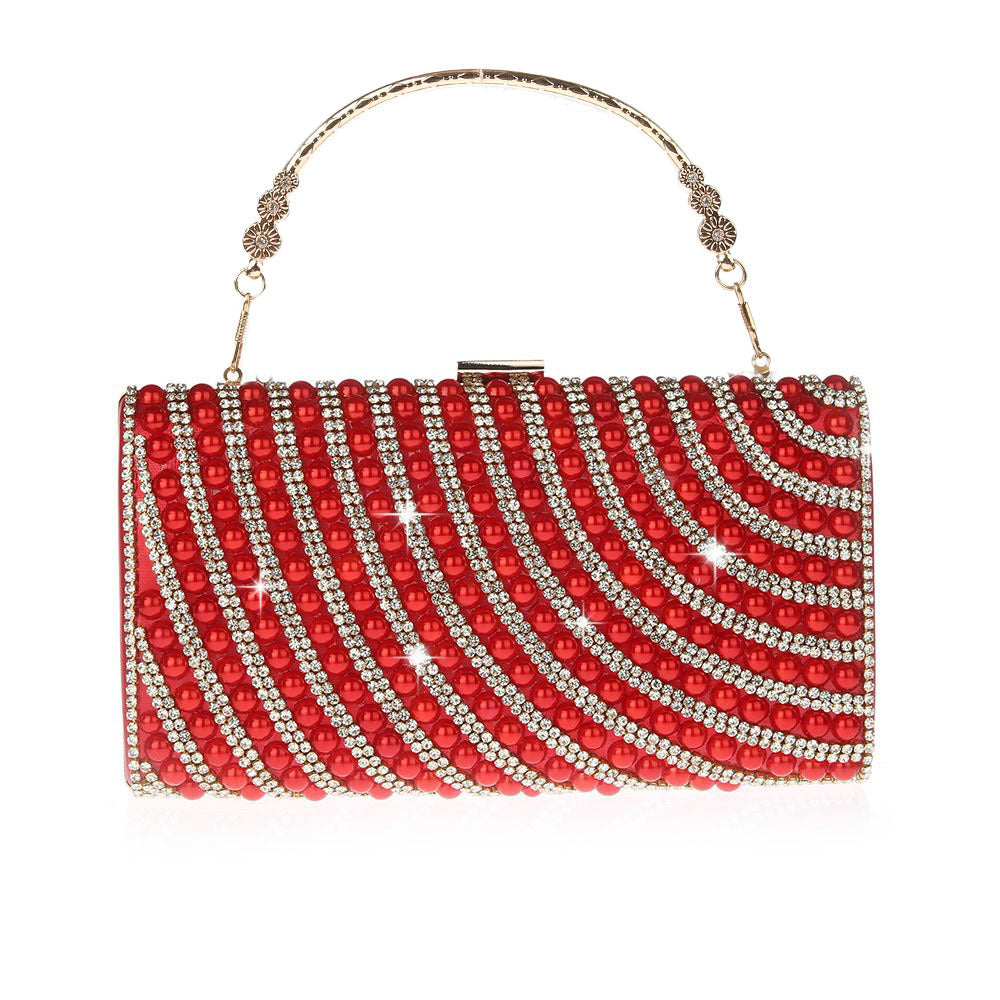 Elegant Imitation Pearl Rhinestone Clutch Banquet Evening Bags