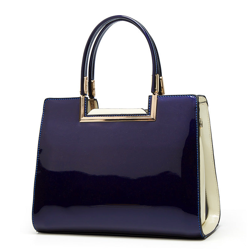 Women's Mother's High-grade Contrast Color Platinum Patent Handbags