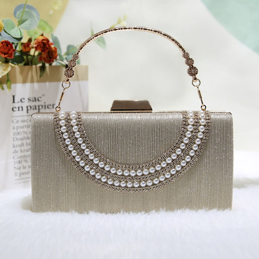 Portable Rhinestone Banquet Elegant Long Clutch Evening Bags