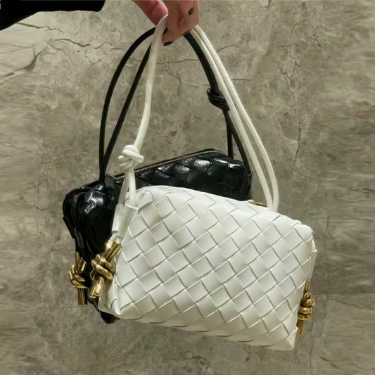 Genuine Leather Woven Candy Color Box Crossbody Bags