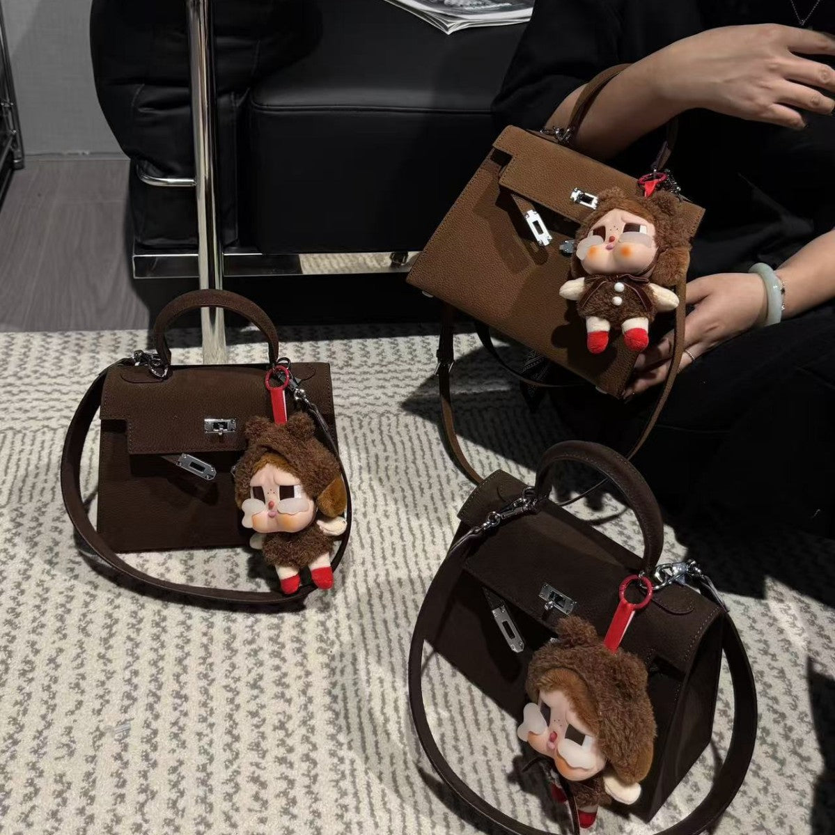 Women's High-grade Retro Frosted Leather Portable Kelly Crossbody Bags