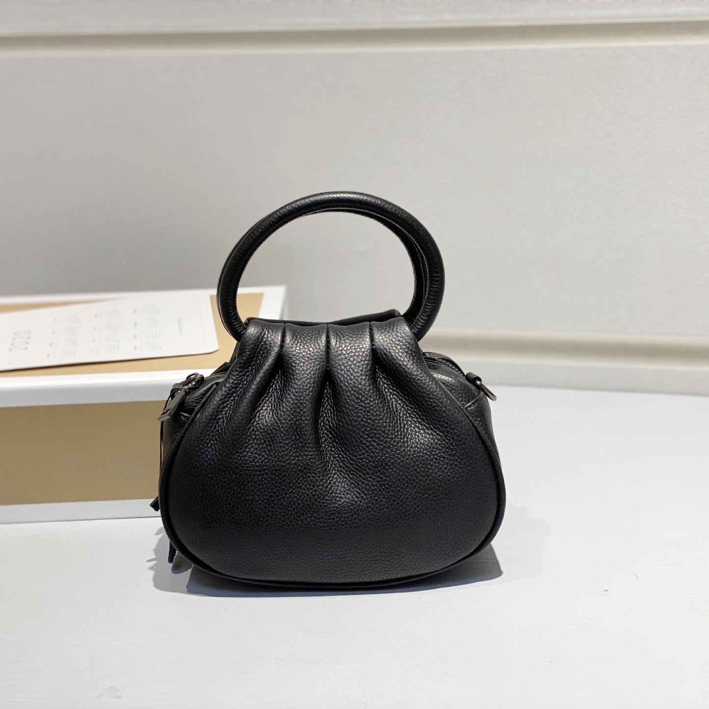 Women's Female First Layer Cowhide Leather Cloud Bags
