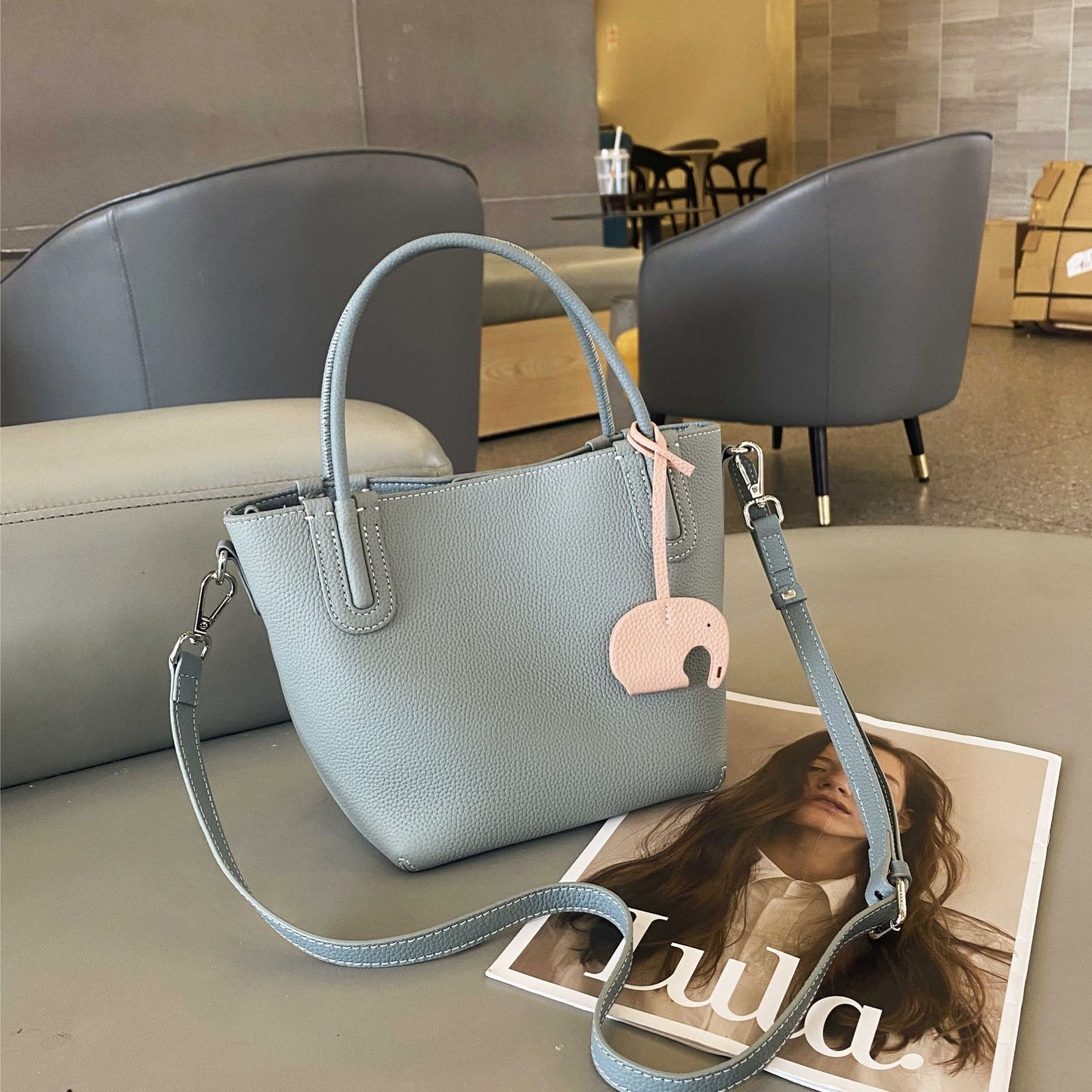 Women's Popular Genuine Leather Vegetable Basket Handbags