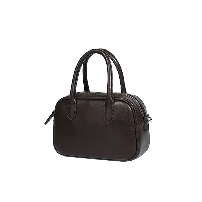 Women's Tanned Leather Bowling Genuine Portable Boston Handbags