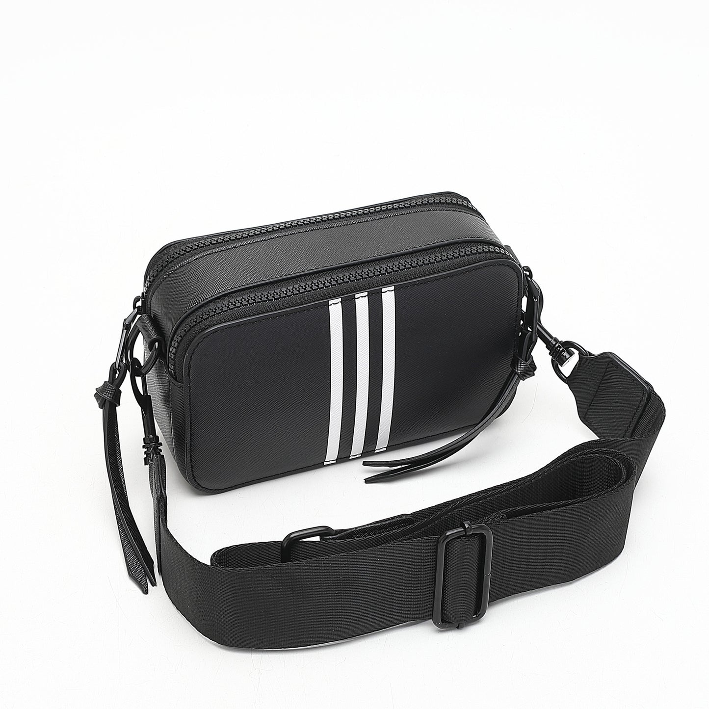 Women's Wide Strap Mark Double Zipper Classic Bags