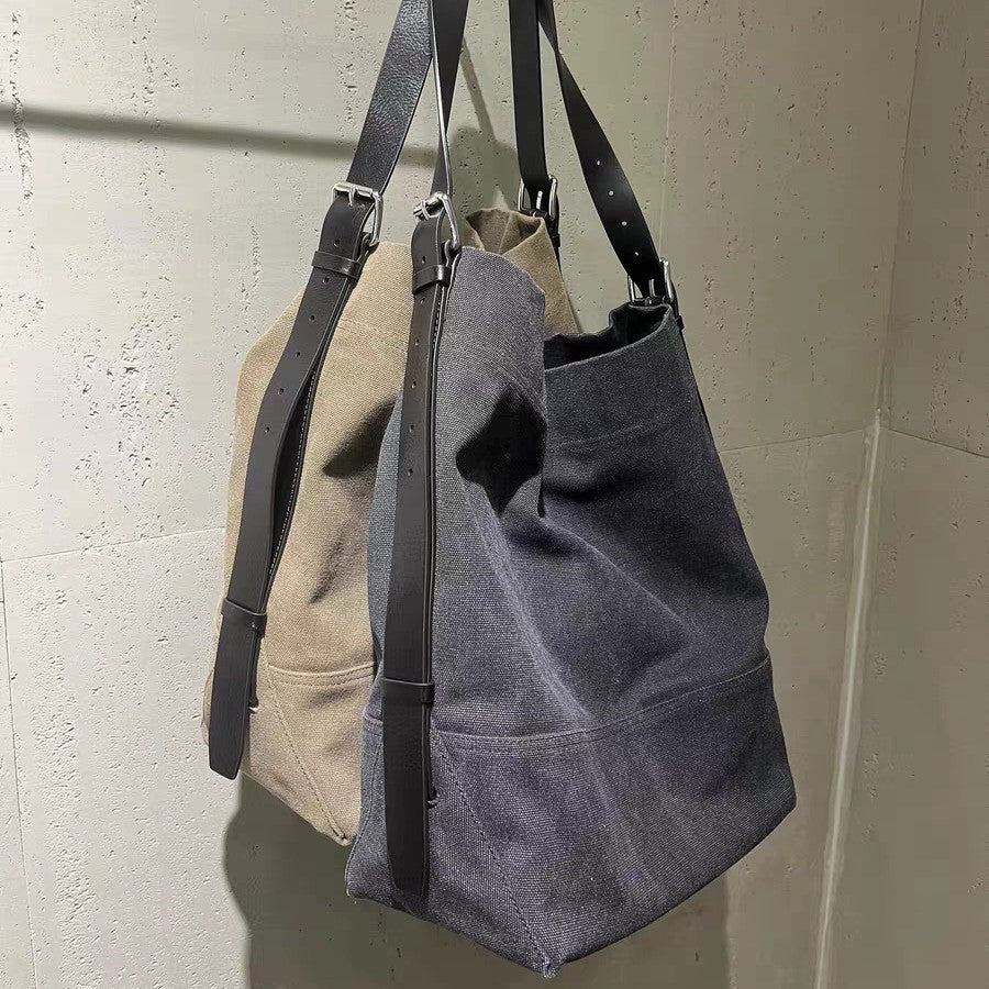 Attractive Pretty Vegetable Tanned Leather Canvas Tote Bags